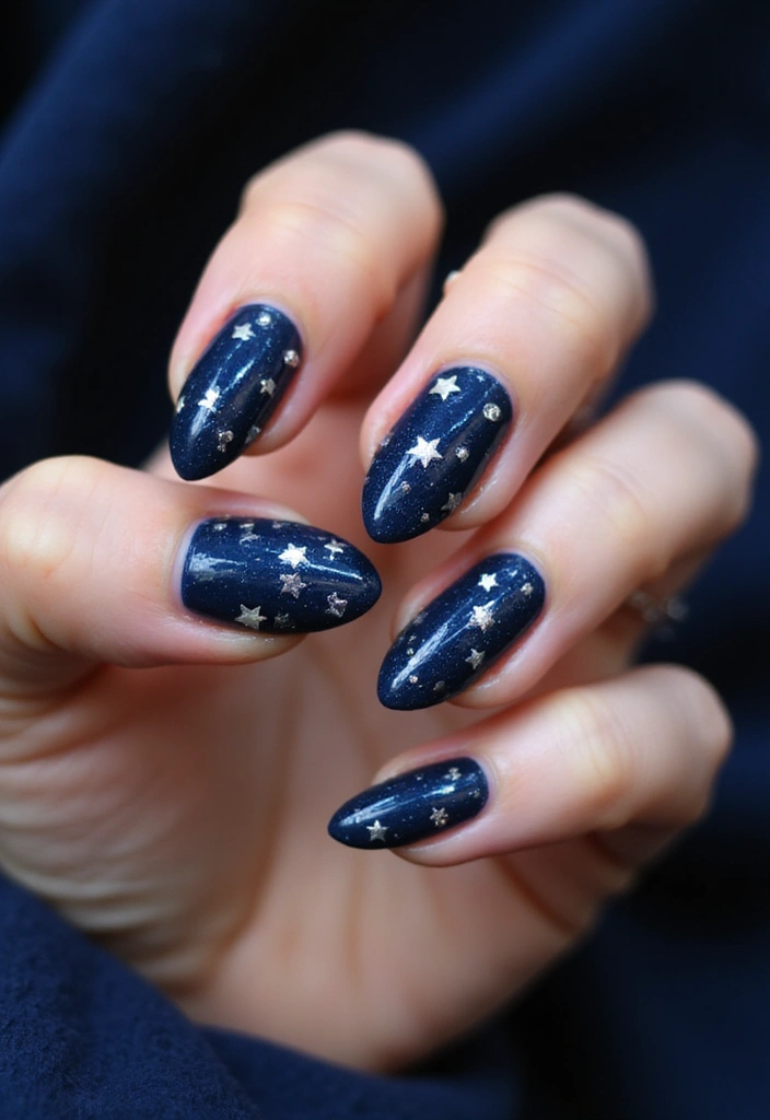 29 Festive Holiday Jewels: Nail Art for Every Party - 9. Glittering Silver Stars
