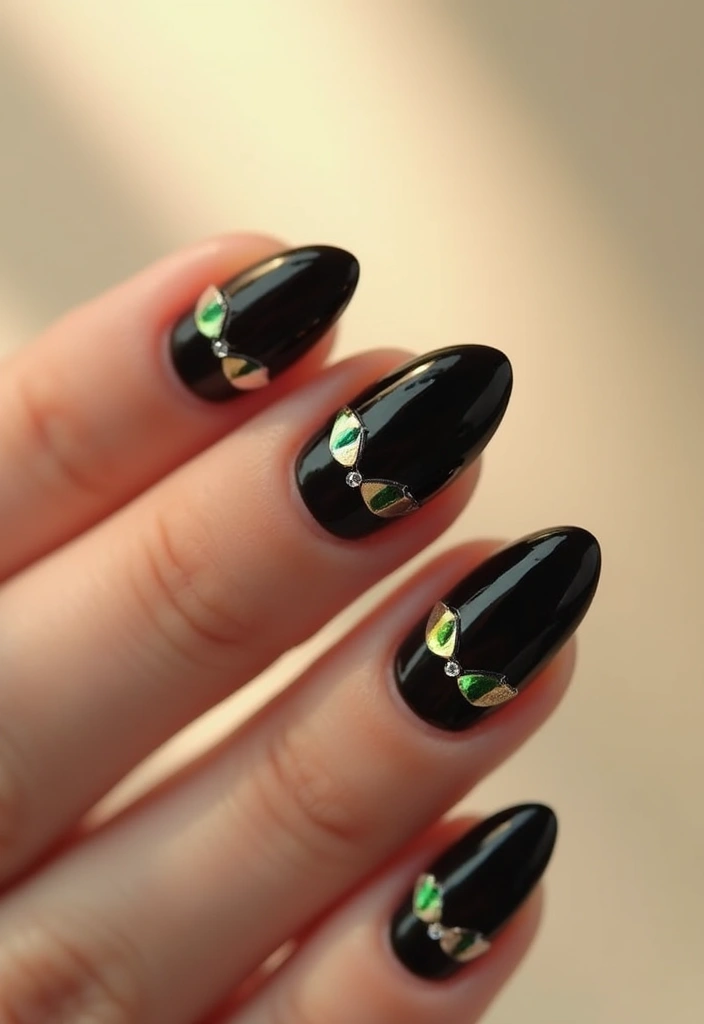 29 Pointed Cat-Eye Manicures for Bold Style - 1. Classic Black Cat-Eye