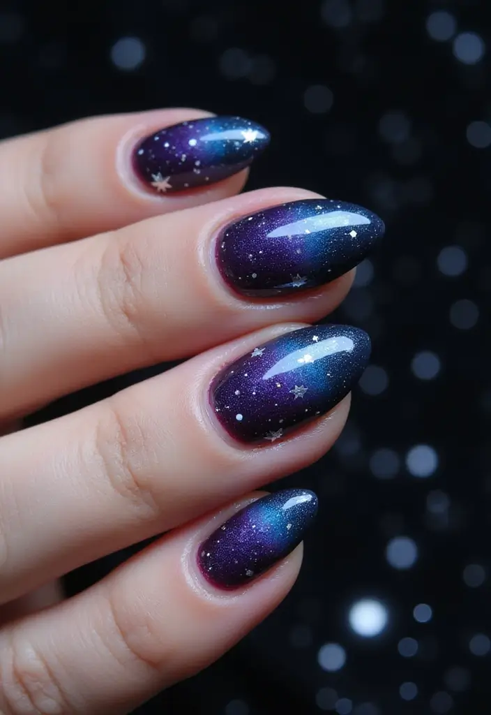 29 Pointed Cat-Eye Manicures for Bold Style - 11. Cosmic Vibes