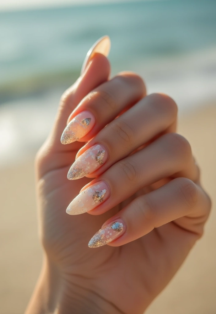 29 Pointed Cat-Eye Manicures for Bold Style - 27. Shimmering Sands