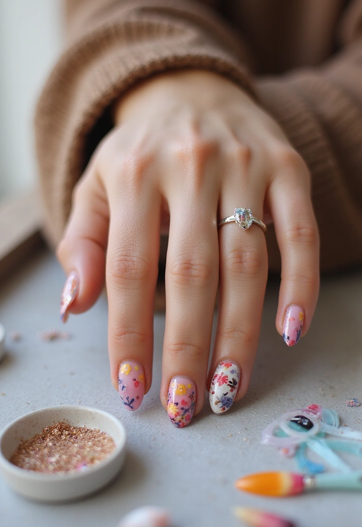29 Pointed Cat-Eye Manicures for Bold Style - 29. DIY Nail Art Stickers