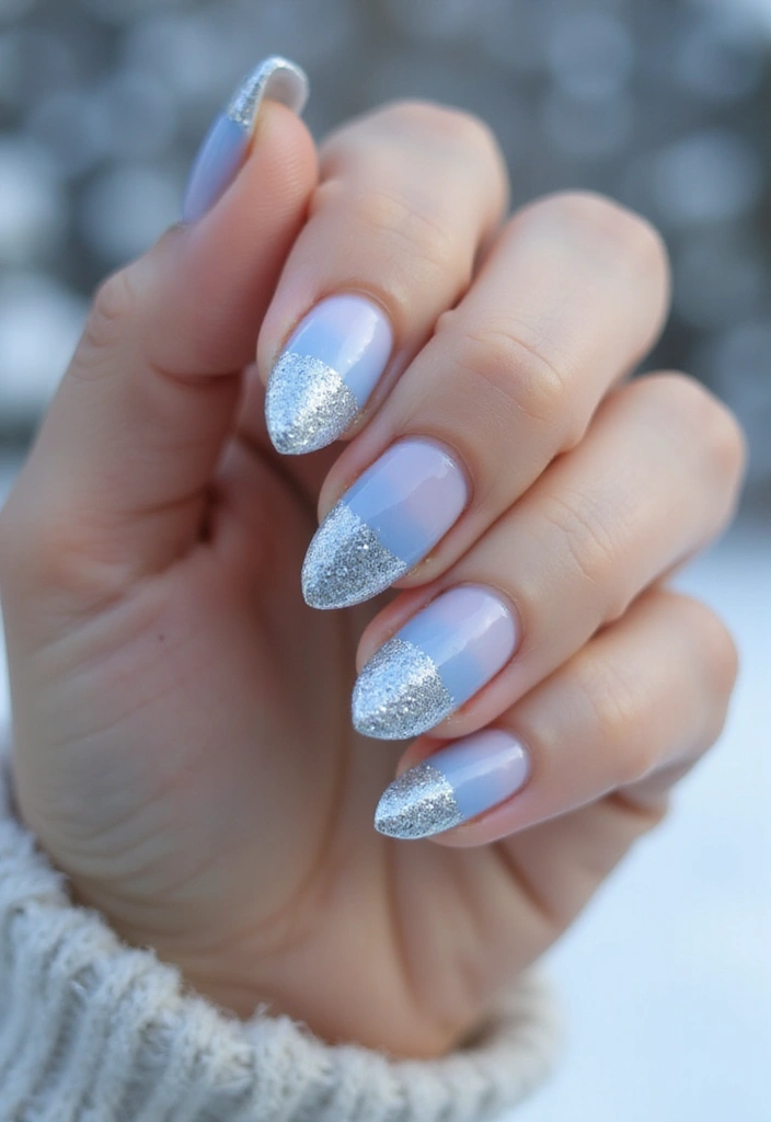 29 Winter Wonderland French Tips to Pin Now - 1. Icy Blue Ombre French Tips