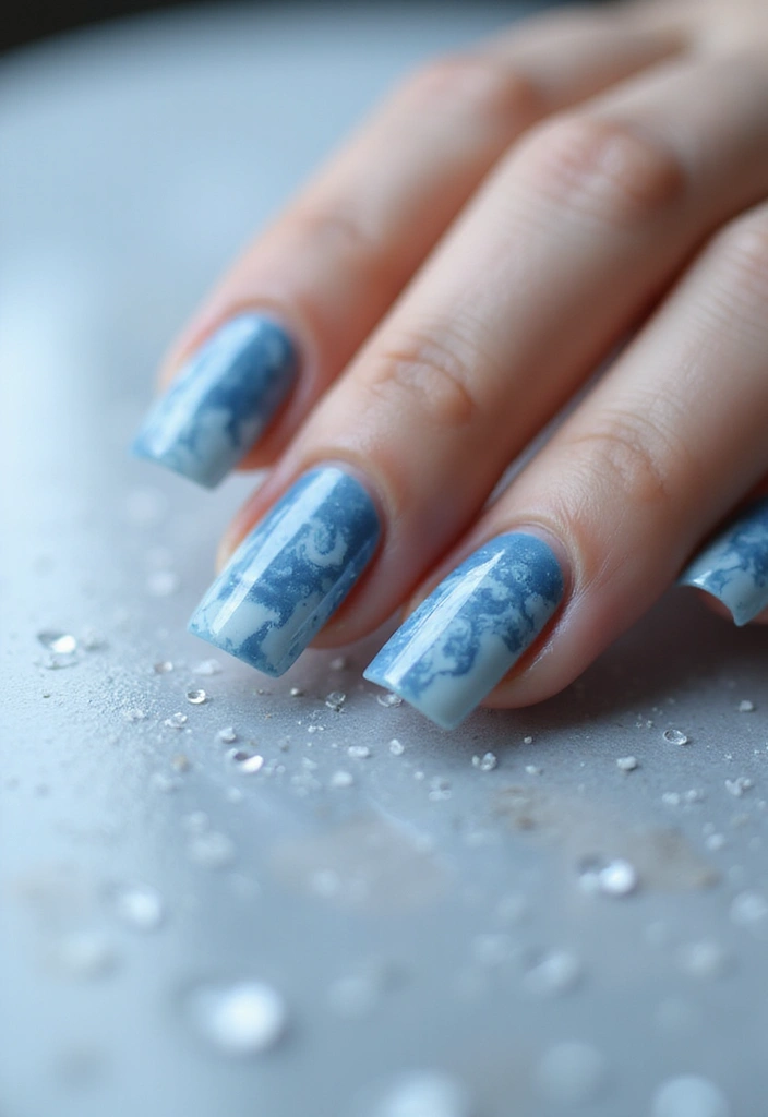 29 Winter Wonderland French Tips to Pin Now - 10. Marbled Winter Tips