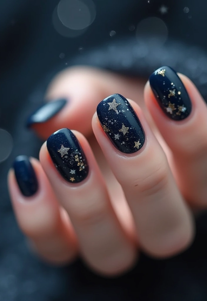 29 Winter Wonderland French Tips to Pin Now - 13. Midnight Sky French Tips