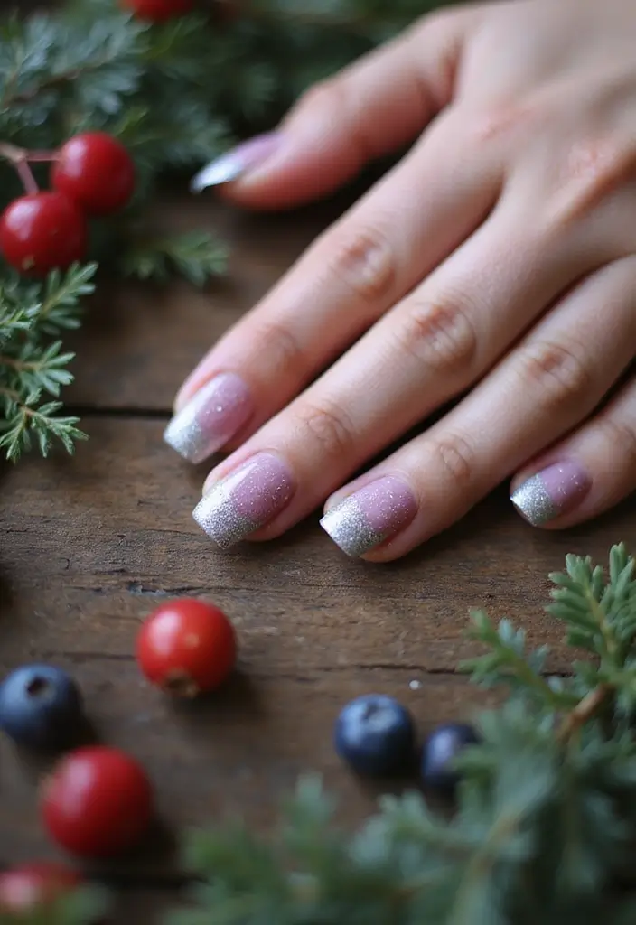 29 Winter Wonderland French Tips to Pin Now - 14. Frosted Berry French Tips