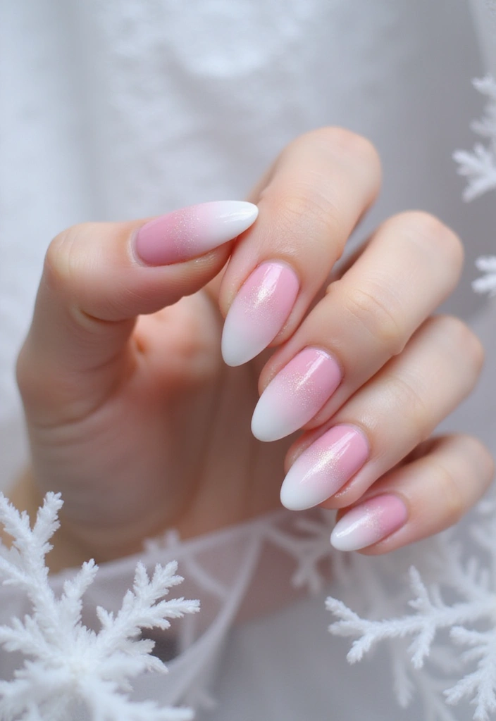 29 Winter Wonderland French Tips to Pin Now - 24. Frosted Pink Tips