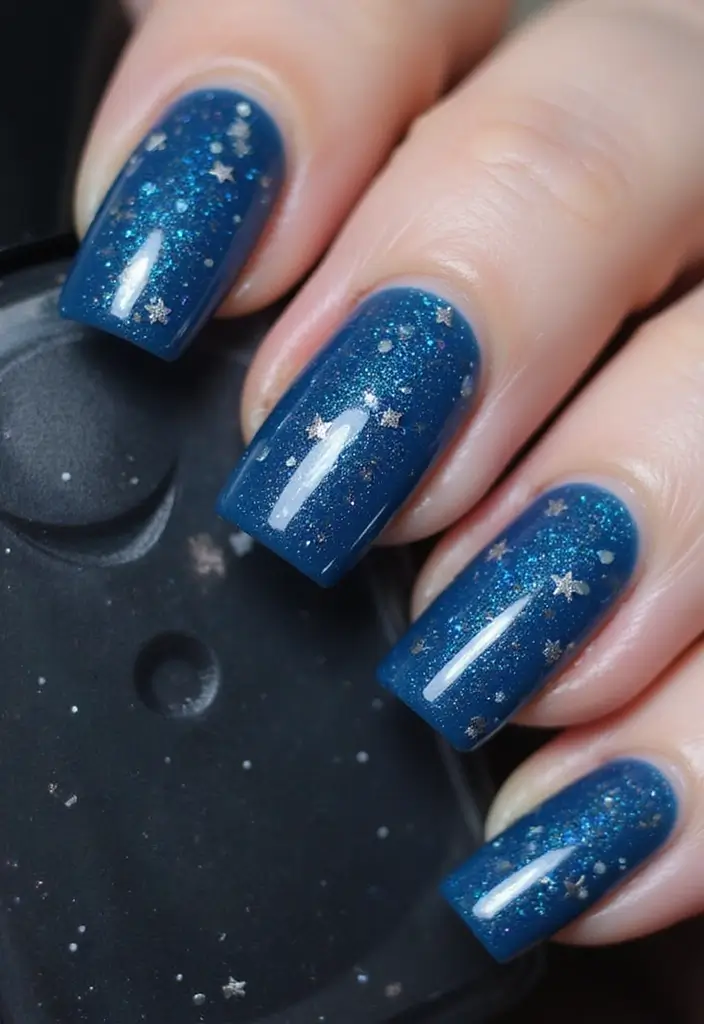 30 At-Home Jelly Nail Ideas Anyone Can DIY - 12. Silver Starry Night Jelly
