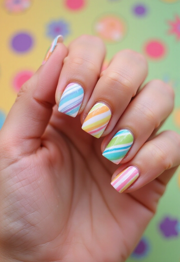 30 At-Home Jelly Nail Ideas Anyone Can DIY - 22. Candy Stripe Jelly