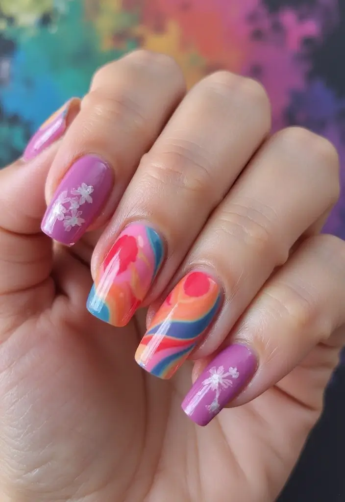 30 At-Home Jelly Nail Ideas Anyone Can DIY - 24. Colorful Marble Jelly