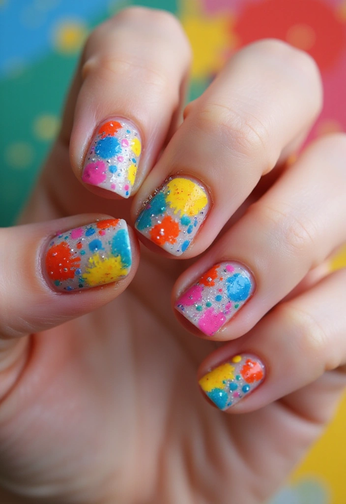30 At-Home Jelly Nail Ideas Anyone Can DIY - 28. Artistic Splatter Jelly