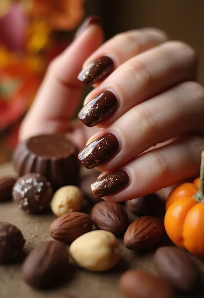 30 Delicious Chocolate Latte Nails for Autumn - 11. Chocolate Latte Flakes