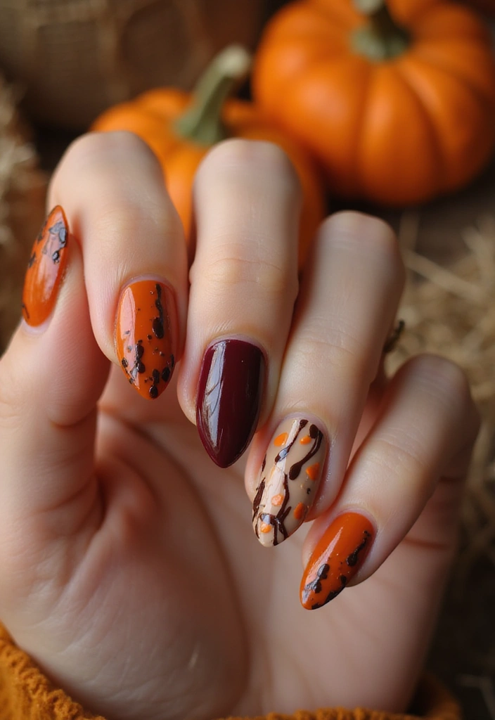 30 Delicious Chocolate Latte Nails for Autumn - 12. Warm Tones with Chocolate Drizzle