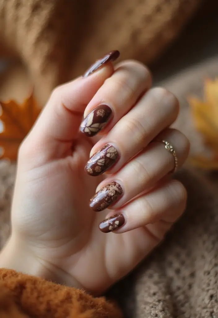 30 Delicious Chocolate Latte Nails for Autumn - 17. Geometric Patterns in Chocolate
