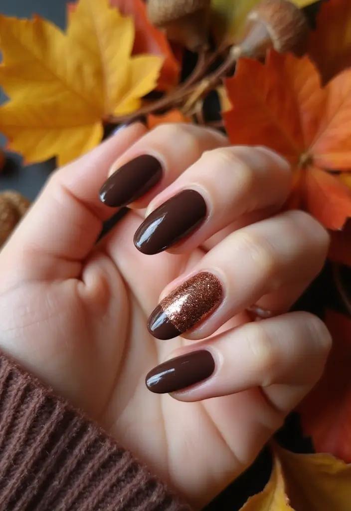 30 Delicious Chocolate Latte Nails for Autumn - 18. Chocolate and Copper Crush