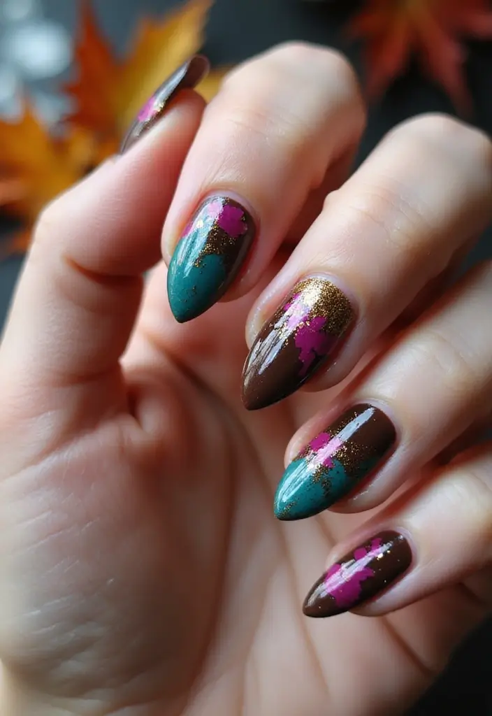 30 Delicious Chocolate Latte Nails for Autumn - 21. Chocolate Splatter
