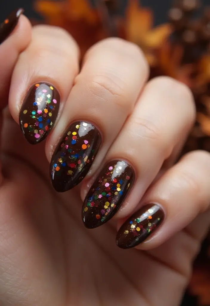30 Delicious Chocolate Latte Nails for Autumn - 22. Chocolate Confetti
