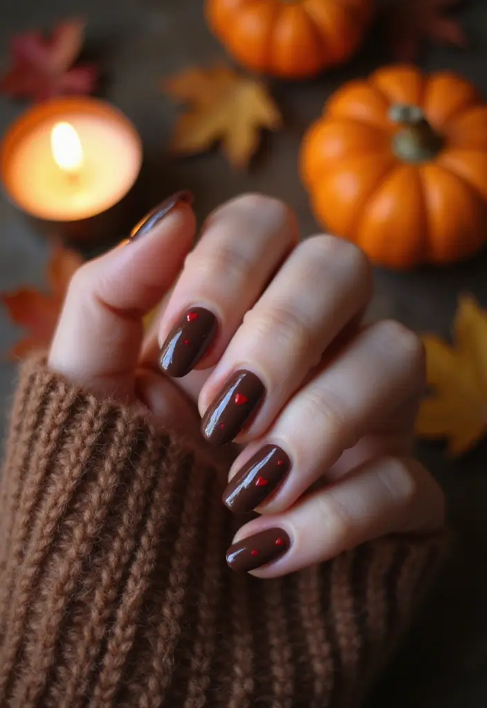 30 Delicious Chocolate Latte Nails for Autumn - 28. Chocolate Hearts