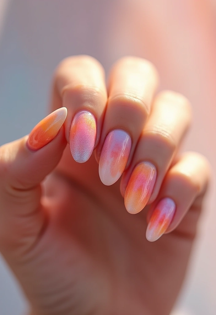 30 Sunset Ombre French Tip Ideas You Need This Year - 13. Sunset Ombre with Watercolor Effect
