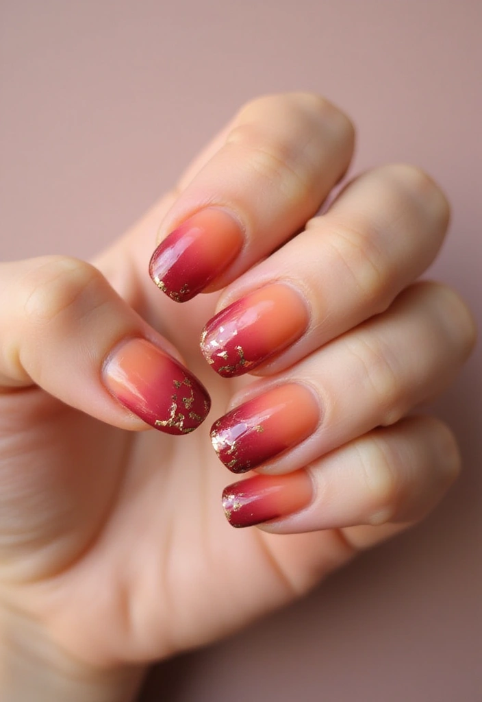 30 Sunset Ombre French Tip Ideas You Need This Year - 15. Sunset Ombre French Tips with Foil
