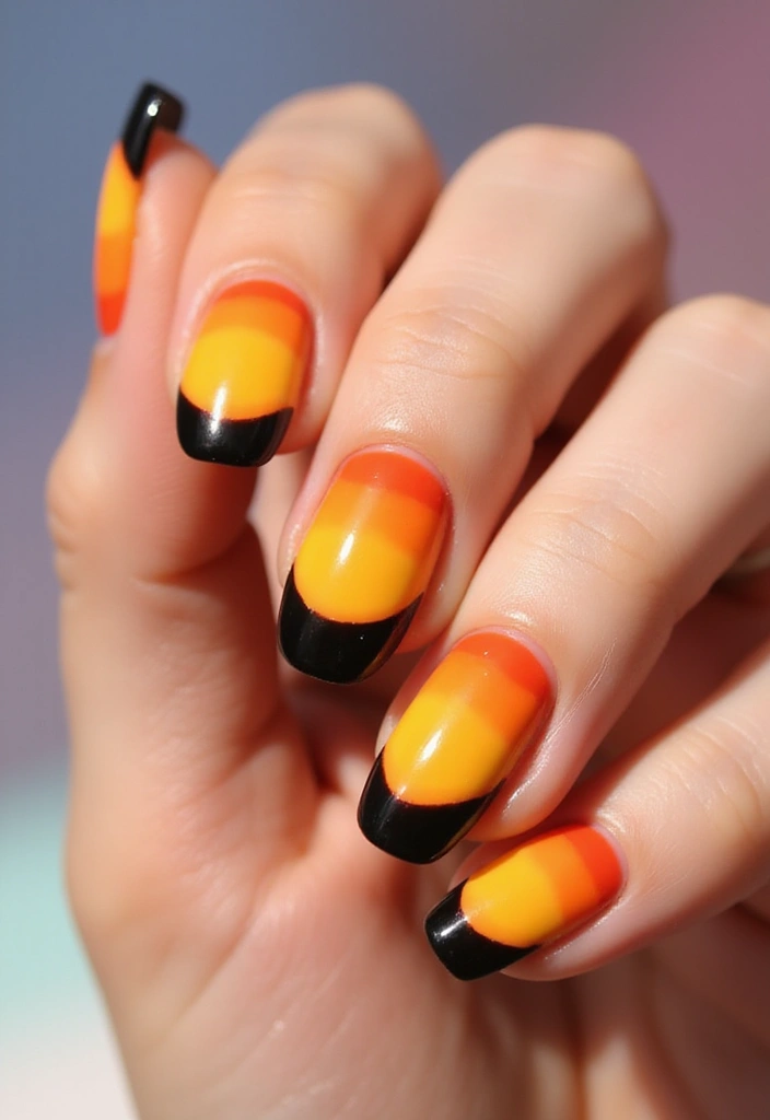 30 Sunset Ombre French Tip Ideas You Need This Year - 18. Sunset Ombre with Block Color Tips