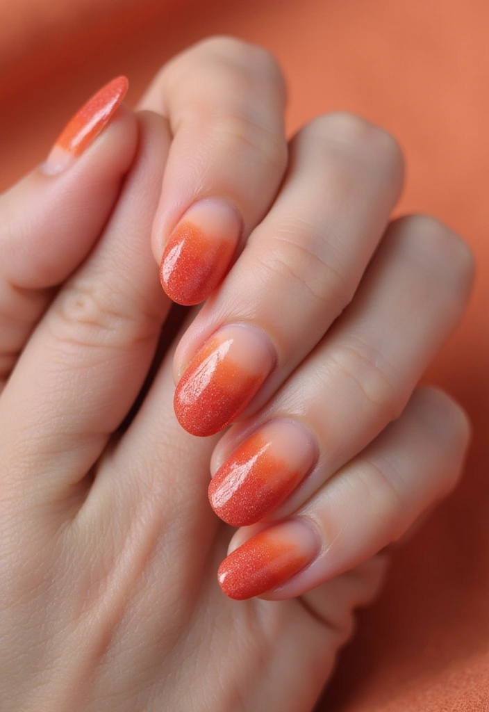 30 Sunset Ombre French Tip Ideas You Need This Year - 25. Sunset Ombre with Textured Finish