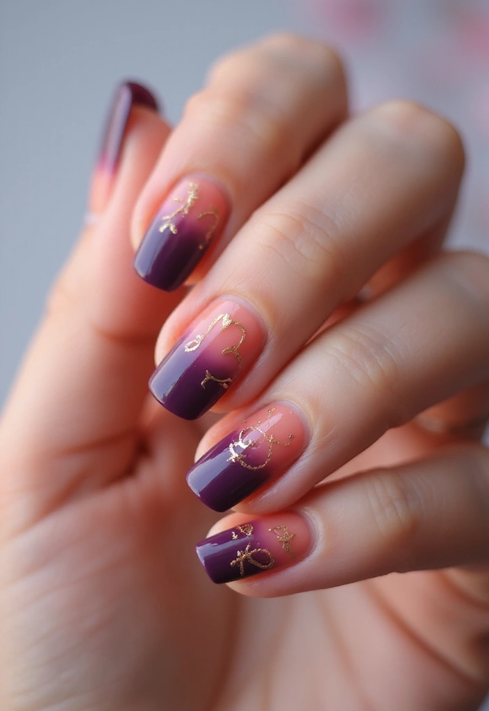 30 Sunset Ombre French Tip Ideas You Need This Year - 27. Sunset Ombre with Zodiac Signs