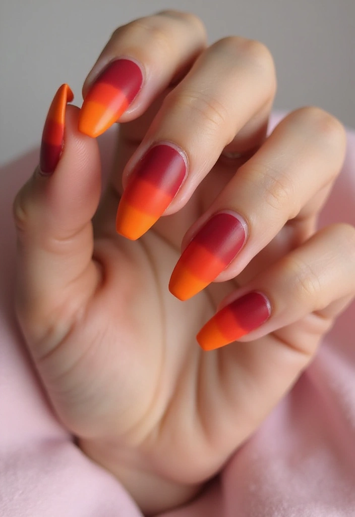 30 Sunset Ombre French Tip Ideas You Need This Year - 7. Matte Sunset Ombre Tips
