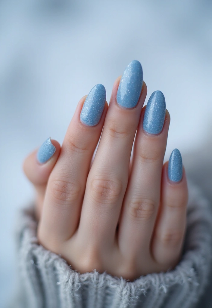 31 Icy Blue Christmas Nail Designs to Brighten December - 1. Frosted Blue Tips