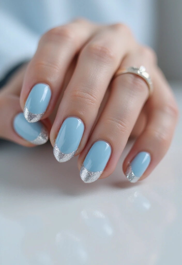 31 Icy Blue Christmas Nail Designs to Brighten December - 10. Icy Blue French Manicure
