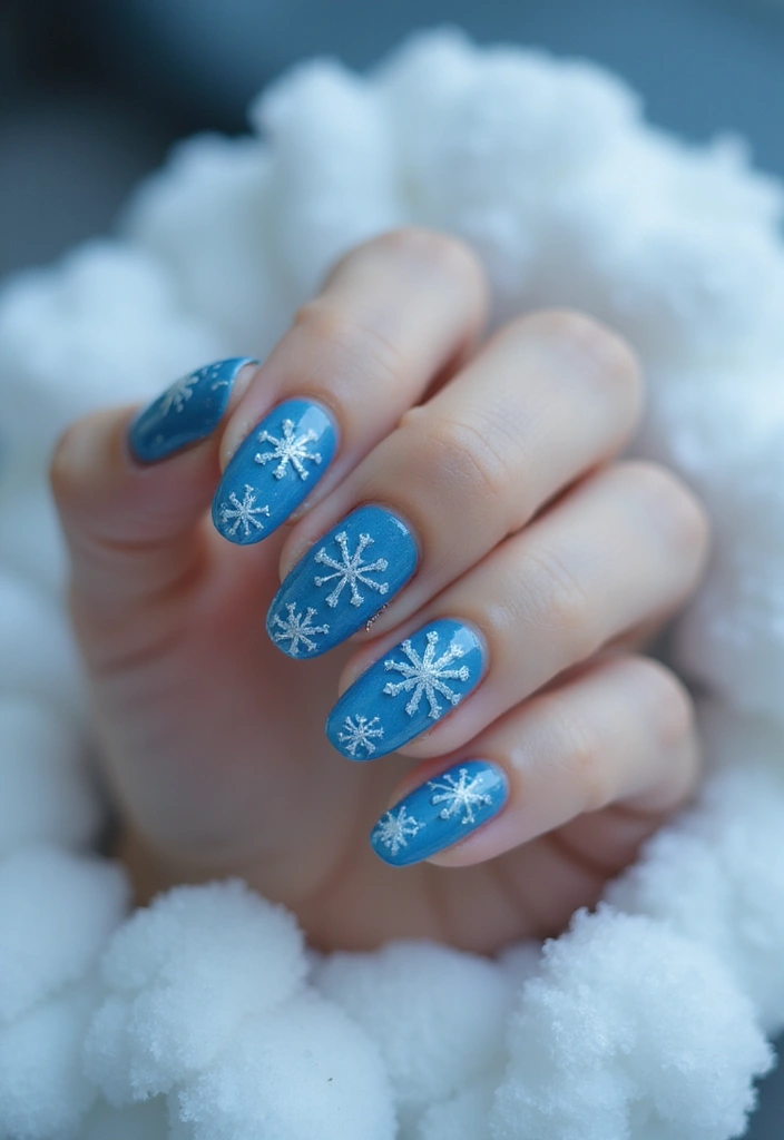 31 Icy Blue Christmas Nail Designs to Brighten December - 2. Snowflake Accents
