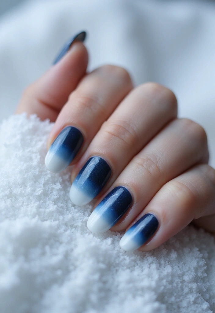 31 Icy Blue Christmas Nail Designs to Brighten December - 4. Snowy Ombre