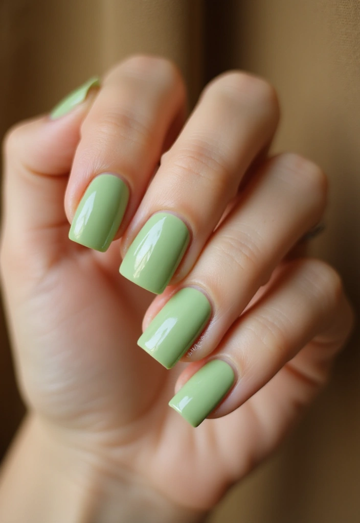 31 Square Pistachio Green Nails That Stand Out - 1. Classic Pistachio Green