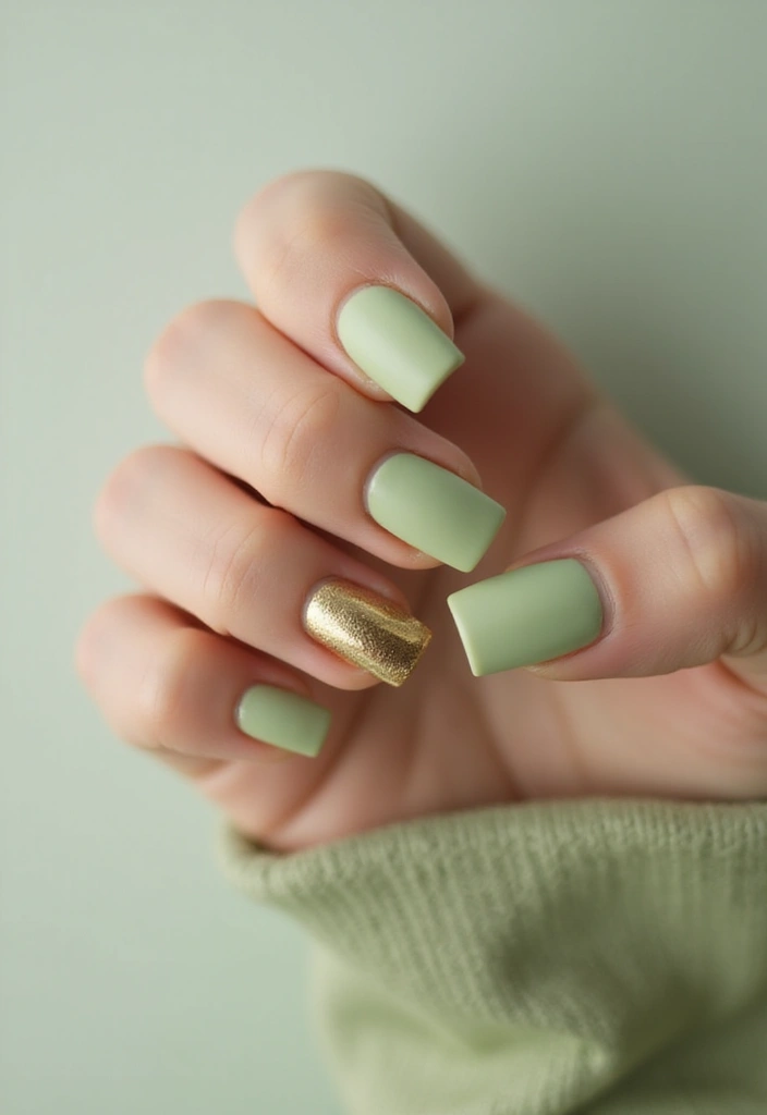 31 Square Pistachio Green Nails That Stand Out - 2. Matte Elegance