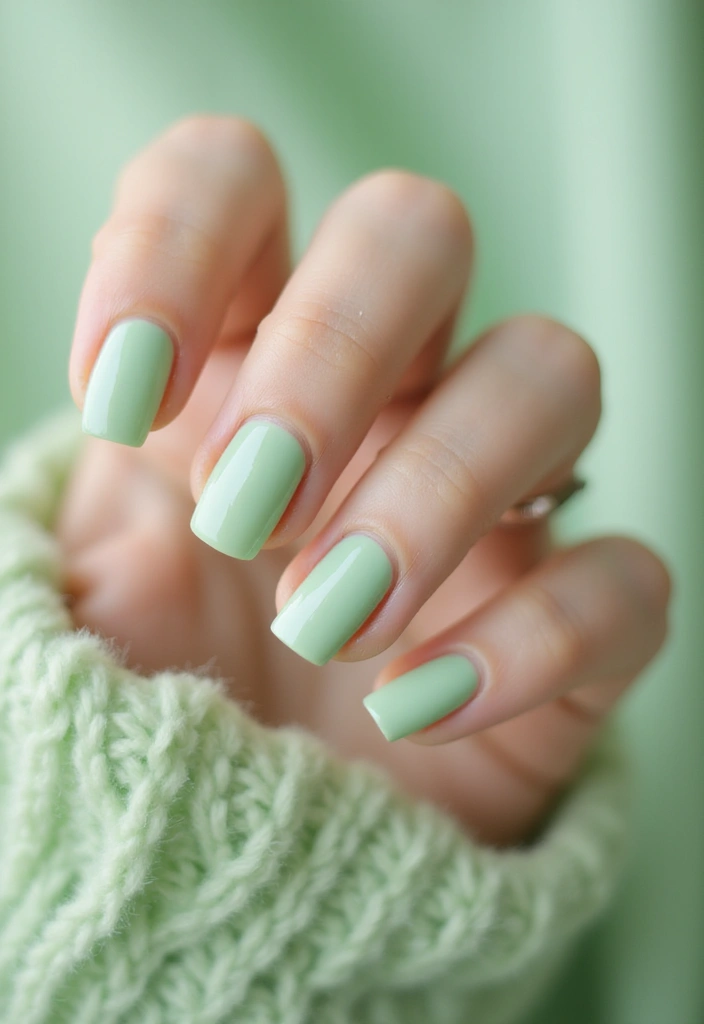 31 Square Pistachio Green Nails That Stand Out - 29. Watercolor Effects