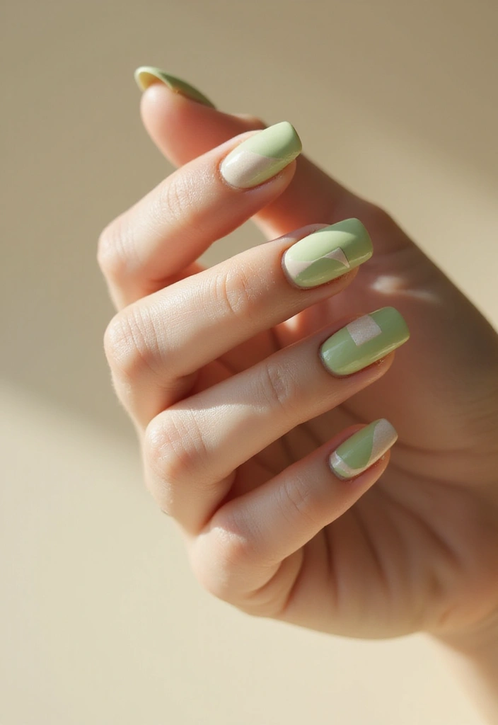 31 Square Pistachio Green Nails That Stand Out - 6. Negative Space Designs