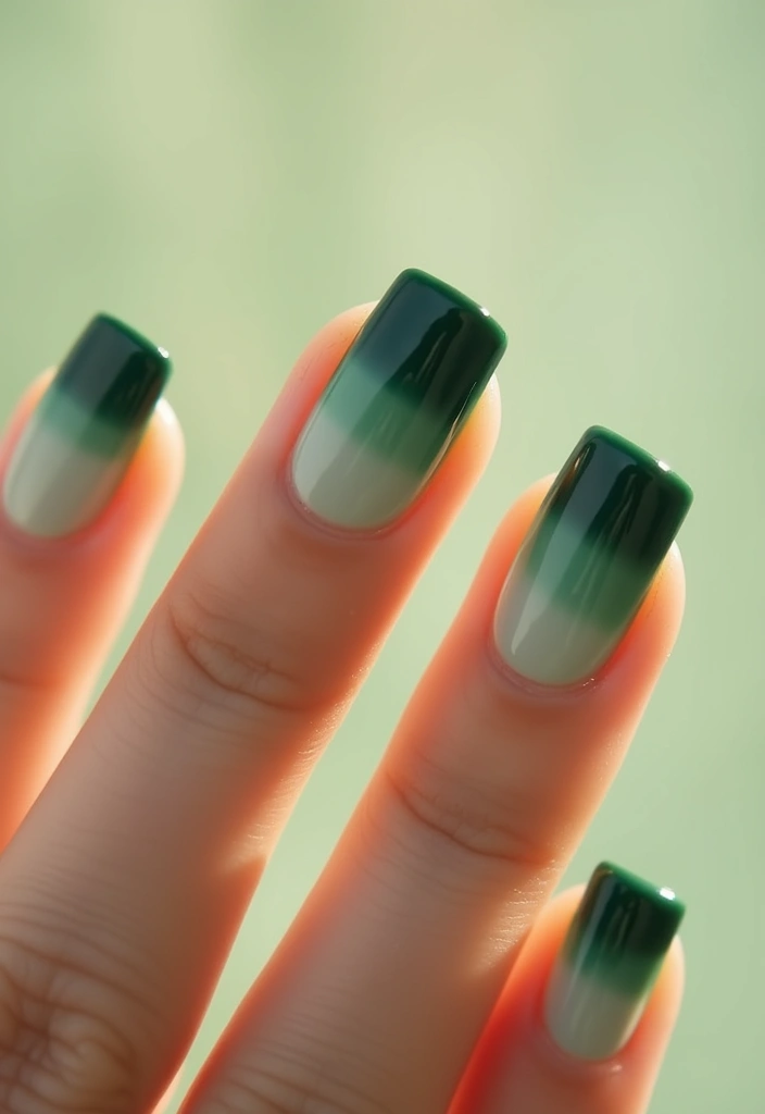 31 Square Pistachio Green Nails That Stand Out - 7. Ombre Effect