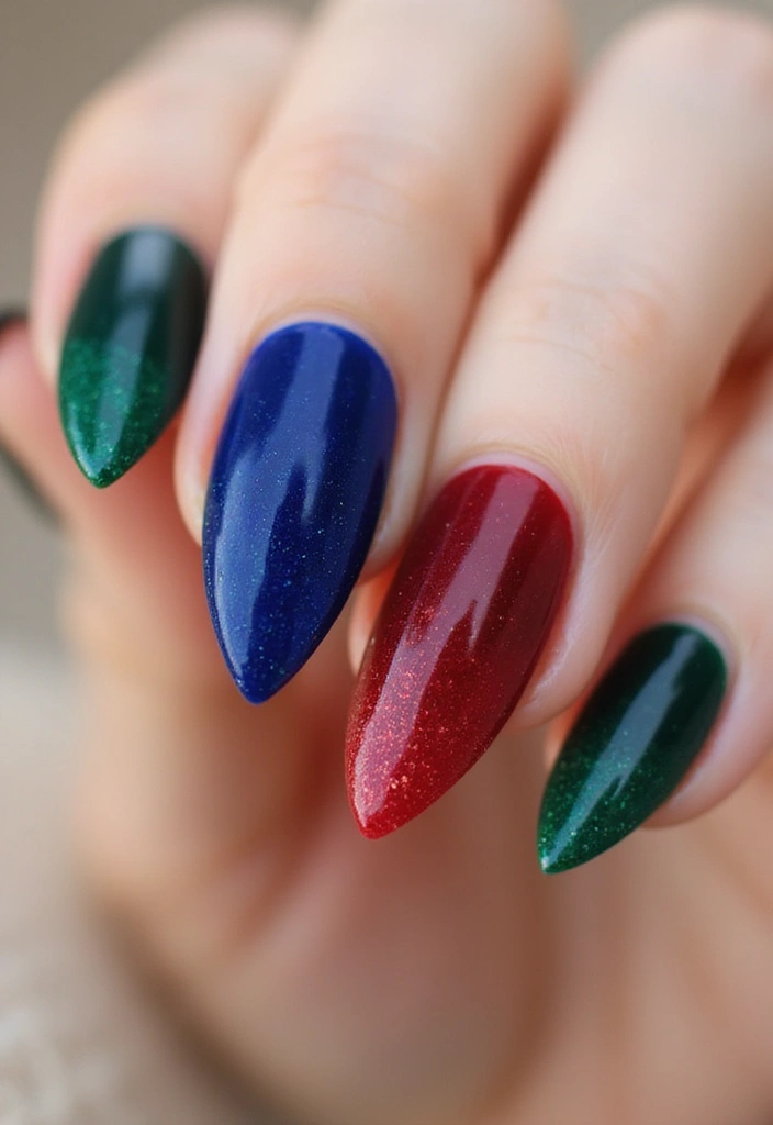 31 Velvet Cat-Eye French Tip Nails for Luxe Vibes - 13. Rich Jewel Tones