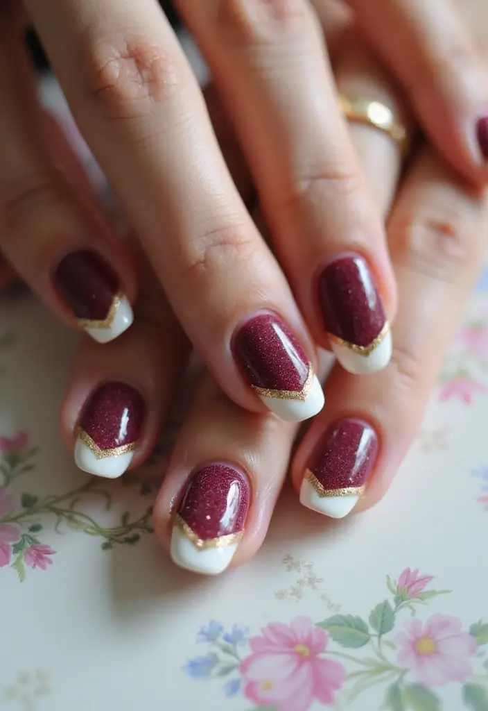 31 Velvet Cat-Eye French Tip Nails for Luxe Vibes - 15. Vintage Velvet Vibes