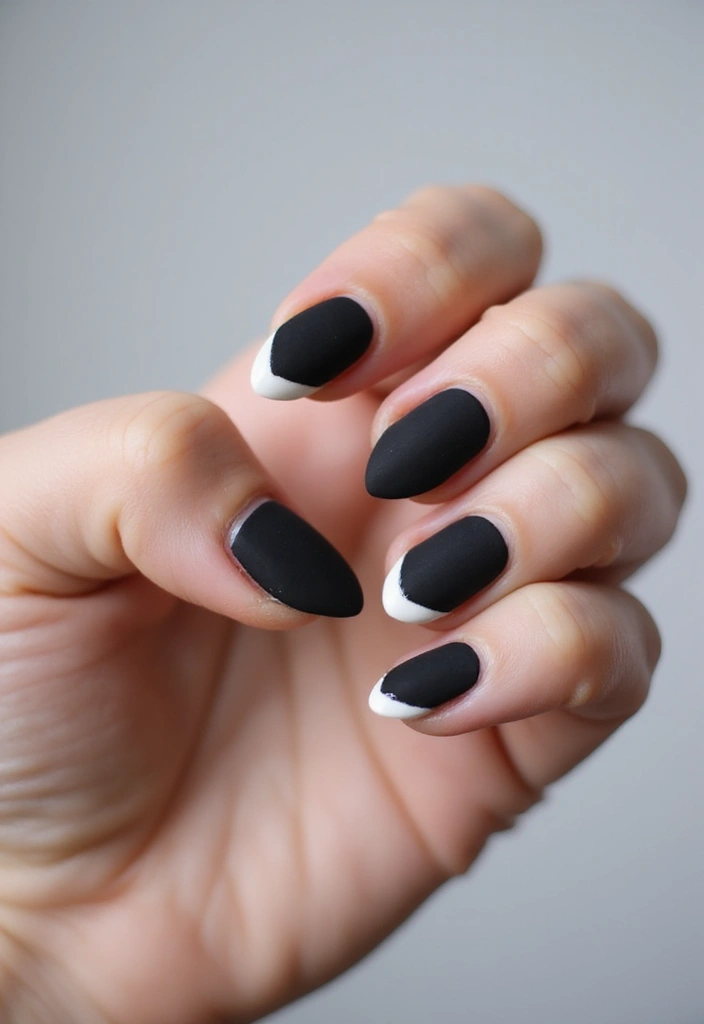 31 Velvet Cat-Eye French Tip Nails for Luxe Vibes - 16. Chic Black Velvet
