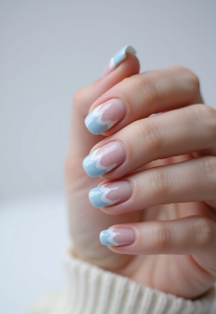 31 Velvet Cat-Eye French Tip Nails for Luxe Vibes - 25. Frosted Velvet Tips