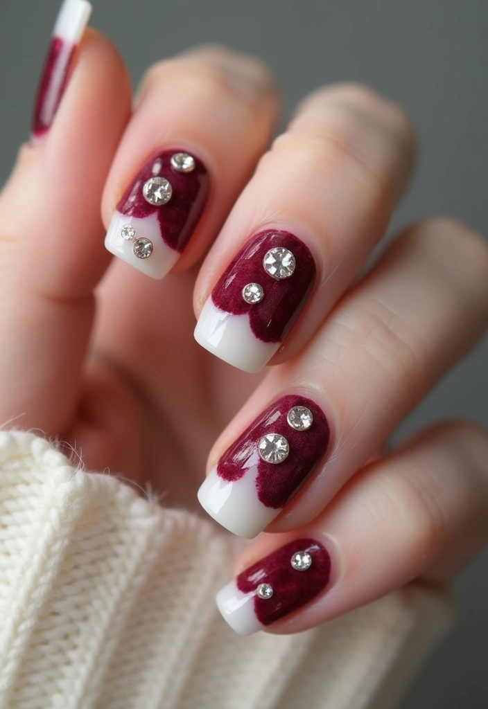 31 Velvet Cat-Eye French Tip Nails for Luxe Vibes - 27. Crystal Velvet Tips