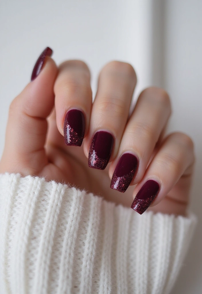 31 Velvet Cat-Eye French Tip Nails for Luxe Vibes - 3. Velvet Glitter Tips