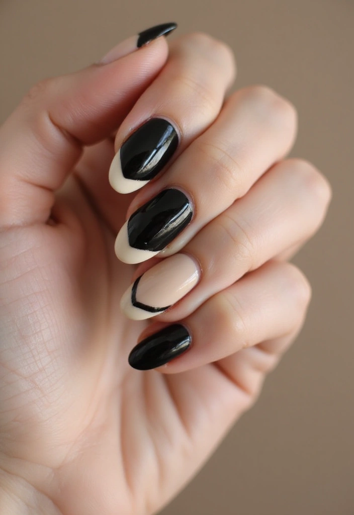 31 Velvet Cat-Eye French Tip Nails for Luxe Vibes - 31. Elegant Monochrome