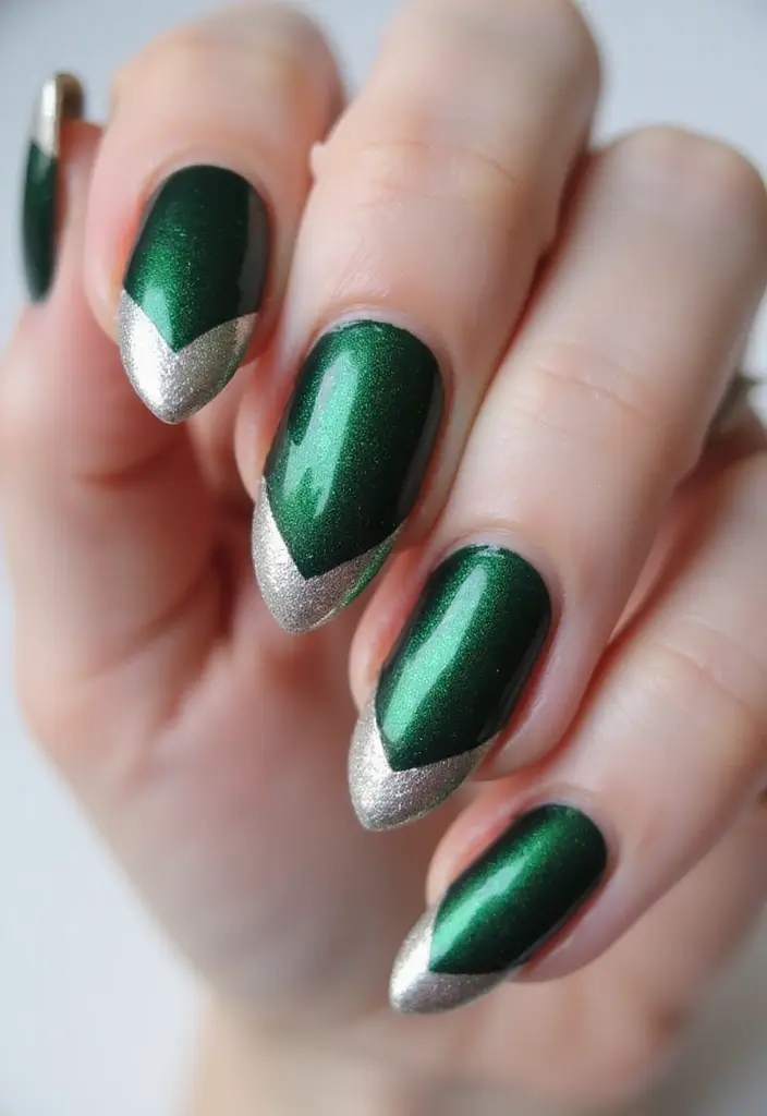 31 Velvet Cat-Eye French Tip Nails for Luxe Vibes - 6. Metallic Velvet Shine
