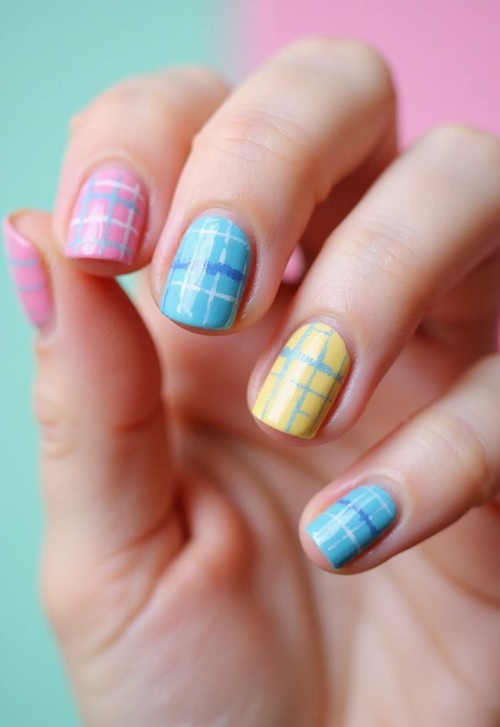 32 Creative Plaid French Tip Looks for Fall - 15. Whimsical Plaid