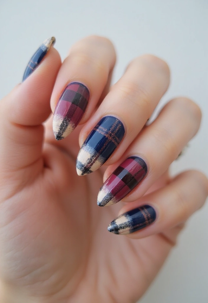 32 Creative Plaid French Tip Looks for Fall - 25. Layered Plaid