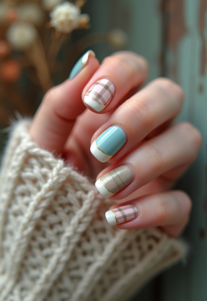 32 Creative Plaid French Tip Looks for Fall - 26. Vintage Plaid