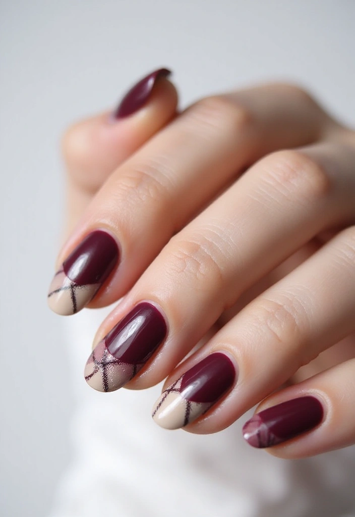 32 Creative Plaid French Tip Looks for Fall - 30. Dual Color Plaid
