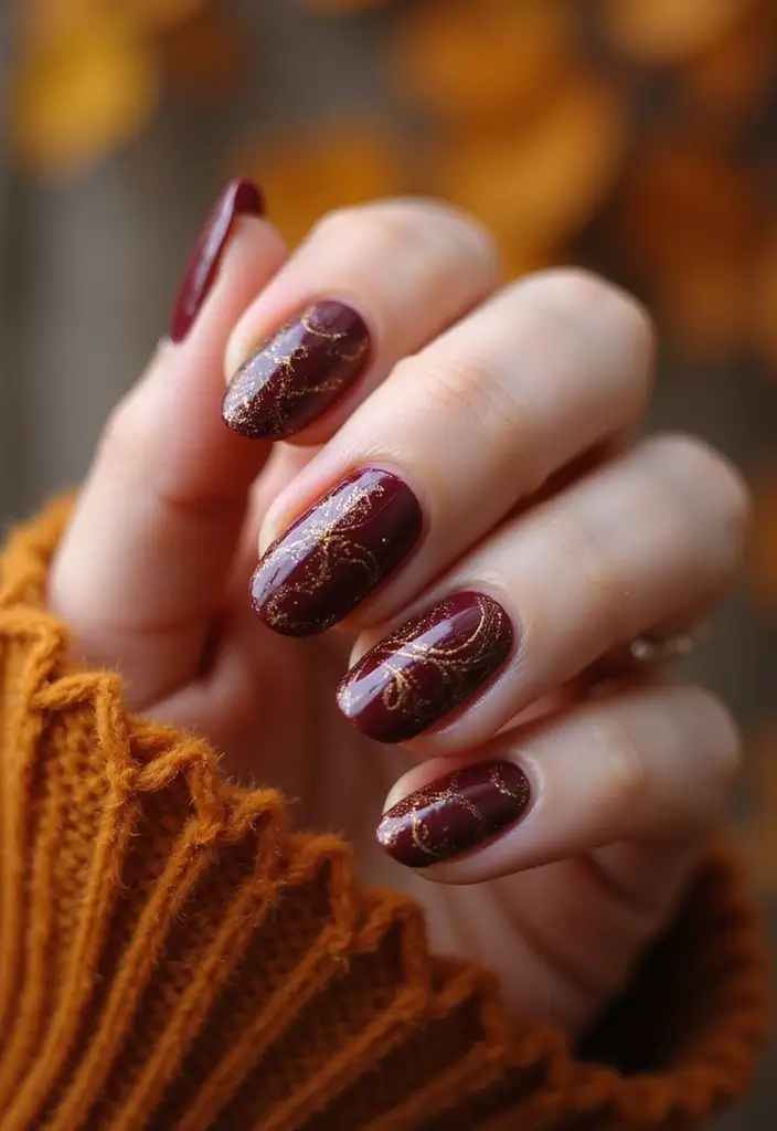 32 Magical Marble Designs for a Harvest Moon Look - 1. Golden Swirl Wonder