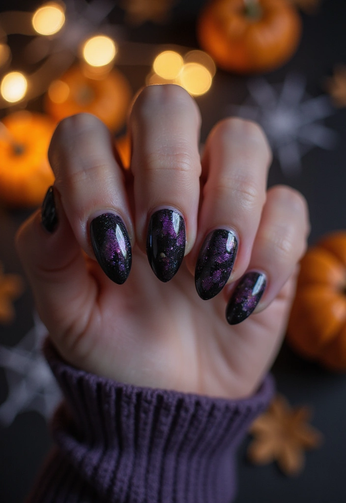 32 Magical Marble Designs for a Harvest Moon Look - 14. Spooky Night
